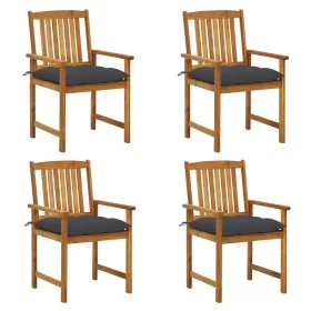 Sillas de jardín con cojines 4 unidades madera maciza de acacia de , Sillas de jardín - Ref: Foro24-3061198, Precio: 310,80 €...