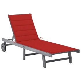 Tumbona de jardín con cojín madera maciza de acacia gris by , Loungers - Ref: Foro24-3061365, Price: 197,46 €, Discount: %