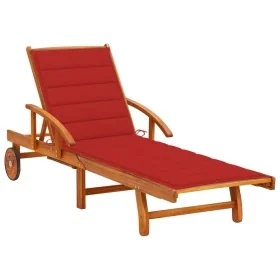 Tumbona de jardín con cojín madera maciza de acacia by , Loungers - Ref: Foro24-3061608, Price: 235,90 €, Discount: %