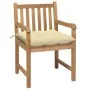 Sillas de jardín 2 uds madera de teca con cojines blanco crema de , Sillas de jardín - Ref: Foro24-3062747, Precio: 300,30 €,...