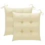 Sillas de jardín 2 uds madera de teca con cojines blanco crema de , Sillas de jardín - Ref: Foro24-3062747, Precio: 300,30 €,...