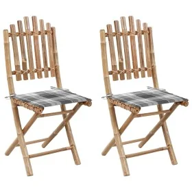 Sillas de jardín plegables 2 unidades bambú con cojines by , Garden chairs - Ref: Foro24-3064001, Price: 109,29 €, Discount: %