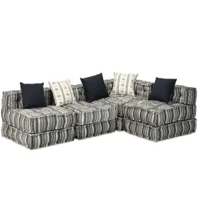 Puf modular de 4 plazas de tela de rayas grises de , Cojines para sillas y sofás - Ref: Foro24-244982, Precio: 903,46 €, Desc...