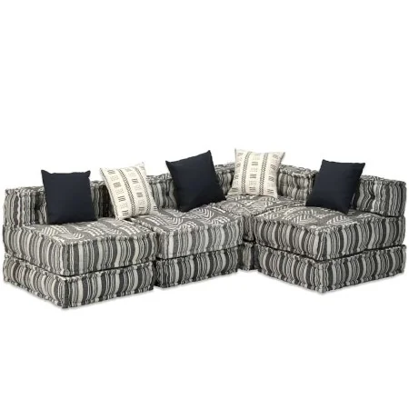 Puf modular de 4 plazas de tela de rayas grises de , Cojines para sillas y sofás - Ref: Foro24-244982, Precio: 903,46 €, Desc...