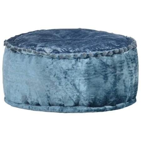 Puf redondo de terciopelo azul 40x20 cm de , Otomanas - Ref: Foro24-287566, Precio: 34,69 €, Descuento: %