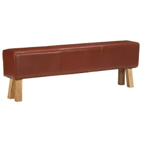 Banco potro gimnasio cuero y madera acacia maciza marrón 160 cm by , Dining and kitchen benches - Ref: Foro24-320607, Price: ...