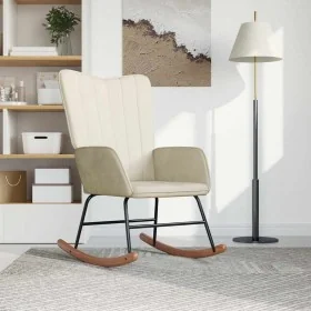 Silla mecedora de terciopelo blanco crema de , Mecedoras - Ref: Foro24-327752, Precio: 124,03 €, Descuento: %