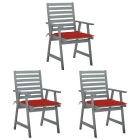 Sillas comedor de jardín 3 uds madera maciza acacia y cojines de , Sillas de jardín - Ref: Foro24-3064434, Precio: 279,57 €, ...