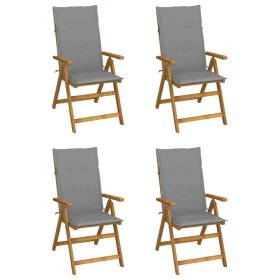 Sillas de jardín reclinables 4 uds madera maciza acacia cojines by , Garden chairs - Ref: Foro24-3065348, Price: 347,05 €, Di...