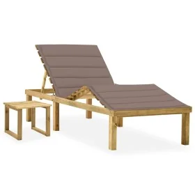 Tumbona de jardín con mesa y cojín de madera de pino impregnada von , Liegen - Ref: Foro24-3065872, Preis: 136,91 €, Rabatt: %
