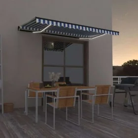 Toldo manual retráctil con LED azul y blanco 450x300 cm by , Awnings - Ref: Foro24-3069121, Price: 376,15 €, Discount: %