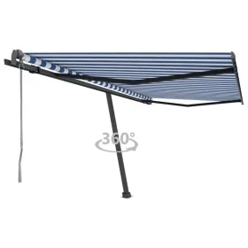 Toldo de pie automático azul y blanco 400x350 cm by , Awnings - Ref: Foro24-3069826, Price: 544,22 €, Discount: %