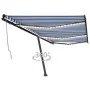 Toldo automático LED sensor de viento azul y blanco 600x350 cm by , Awnings - Ref: Foro24-3069891, Price: 973,35 €, Discount: %