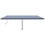 Toldo automático LED sensor de viento azul y blanco 600x350 cm by , Awnings - Ref: Foro24-3069891, Price: 973,35 €, Discount: %