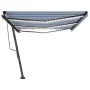 Toldo automático LED sensor de viento azul y blanco 600x350 cm by , Awnings - Ref: Foro24-3069891, Price: 973,35 €, Discount: %