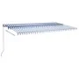 Toldo automático LED sensor de viento azul y blanco 600x350 cm by , Awnings - Ref: Foro24-3069891, Price: 973,35 €, Discount: %