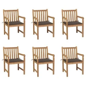 Sillas de jardín 6 uds madera maciza de teca cojines gris taupé de , Sillas de jardín - Ref: Foro24-3073039, Precio: 949,57 €...
