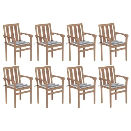 Sillas de jardín apilables 8 uds madera maciza teca con cojines von , Gartenstühle - Ref: Foro24-3073447, Preis: 1,00 €, Raba...