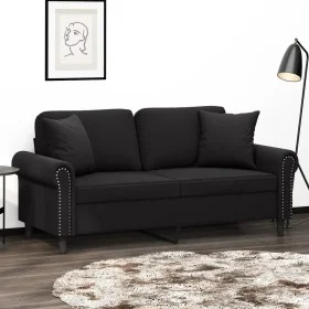 Sofá de 2 plazas con cojines terciopelo negro 140 cm de , Sofás - Ref: Foro24-3200950, Precio: 239,58 €, Descuento: %