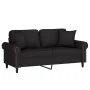 Sofá de 2 plazas con cojines terciopelo negro 140 cm by , Sofas - Ref: Foro24-3200950, Price: 239,58 €, Discount: %