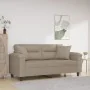 Sofá de 2 plazas con cojines tela microfibra gris taupe 140 cm by , Sofas - Ref: Foro24-3200971, Price: 279,86 €, Discount: %