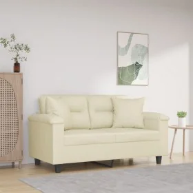 Sofá de 2 plazas con cojines cuero sintético color crema 120 cm de , Sofás - Ref: Foro24-3200984, Precio: 222,95 €, Descuento: %