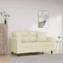 Sofá de 2 plazas con cojines cuero sintético color crema 120 cm by , Sofas - Ref: Foro24-3200984, Price: 222,95 €, Discount: %