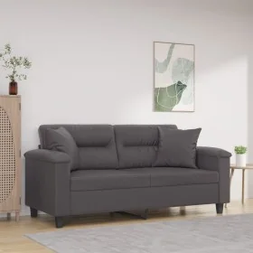 Sofá de 2 plazas con cojines cuero sintético gris 140 cm de , Sofás - Ref: Foro24-3200990, Precio: 251,96 €, Descuento: %
