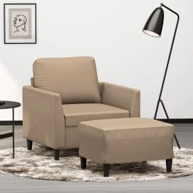 Sillón con taburete cuero sintético color capuchino 60 cm de , Sofás - Ref: Foro24-3201121, Precio: 174,03 €, Descuento: %