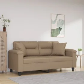Sofá de 2 plazas con cojines cuero sintético capuchino 140 cm de , Sofás - Ref: Foro24-3200992, Precio: 246,43 €, Descuento: %