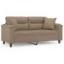 Sofá de 2 plazas con cojines cuero sintético capuchino 140 cm by , Sofas - Ref: Foro24-3200992, Price: 246,43 €, Discount: %