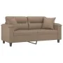 Sofá de 2 plazas con cojines cuero sintético capuchino 140 cm by , Sofas - Ref: Foro24-3200992, Price: 246,43 €, Discount: %