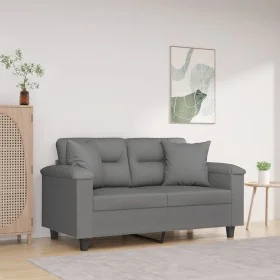 Sofá de 2 plazas con cojines tela microfibra gris oscuro 120 cm von , Sofas - Ref: Foro24-3200967, Preis: 257,60 €, Rabatt: %