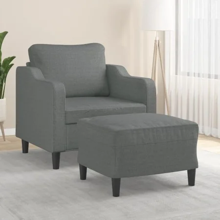 Sillón con taburete tela gris oscuro 60 cm by , Sofas - Ref: Foro24-3201128, Price: 232,01 €, Discount: %