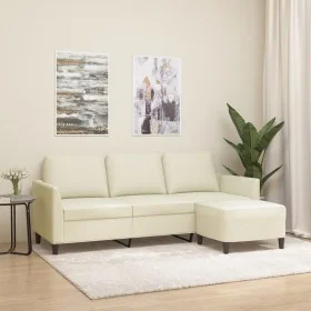 Sofá de 3 plazas con taburete cuero sintético crema 180 cm von , Sofas - Ref: Foro24-3201123, Preis: 271,55 €, Rabatt: %