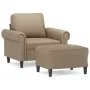 Sillón con taburete cuero sintético color capuchino 60 cm de , Sofás - Ref: Foro24-3201204, Precio: 200,28 €, Descuento: %