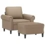 Sillón con taburete cuero sintético color capuchino 60 cm de , Sofás - Ref: Foro24-3201204, Precio: 200,28 €, Descuento: %