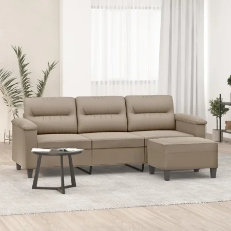 Sofá de 3 plazas y taburete tela microfibra gris taupe 180 cm de , Sofás - Ref: Foro24-3201231, Precio: 398,86 €, Descuento: %