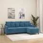 Sofá de 3 plazas con taburete de terciopelo azul 180 cm de , Sofás - Ref: Foro24-3201116, Precio: 337,97 €, Descuento: %