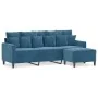 Sofá de 3 plazas con taburete de terciopelo azul 180 cm de , Sofás - Ref: Foro24-3201116, Precio: 337,97 €, Descuento: %