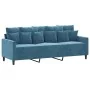 Sofá de 3 plazas con taburete de terciopelo azul 180 cm de , Sofás - Ref: Foro24-3201116, Precio: 337,97 €, Descuento: %