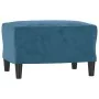 Sofá de 3 plazas con taburete de terciopelo azul 180 cm de , Sofás - Ref: Foro24-3201116, Precio: 337,97 €, Descuento: %