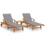 Tumbonas con mesa y cojines 2 uds madera maciza de acacia by , Loungers - Ref: Foro24-3077346, Price: 460,15 €, Discount: %