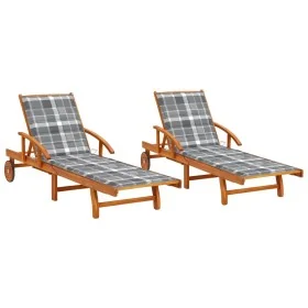Tumbonas con cojines 2 unidades madera maciza de acacia von , Liegen - Ref: Foro24-3077344, Preis: 424,60 €, Rabatt: %