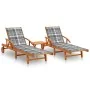 Tumbonas con mesa y cojines 2 uds madera maciza de acacia de , Tumbonas - Ref: Foro24-3077359, Precio: 441,23 €, Descuento: %
