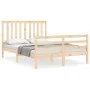 Bed frame with solid wood headboard 120x200 cm by vidaXL, Beds and slatted bases - Ref: Foro24-3194241, Price: 114,68 €, Disc...