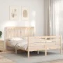 Bed frame with solid wood headboard 120x200 cm by vidaXL, Beds and slatted bases - Ref: Foro24-3194241, Price: 114,68 €, Disc...