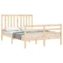 Bed frame with solid wood headboard 120x200 cm by vidaXL, Beds and slatted bases - Ref: Foro24-3194241, Price: 114,68 €, Disc...