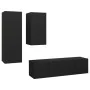 Set de muebles de salón TV 4 piezas madera ingeniería negro de , Muebles TV - Ref: Foro24-3078836, Precio: 136,88 €, Descuent...