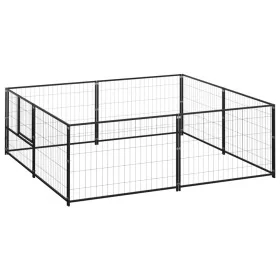 Perrera acero 4 m² negra de , Casetas y cercados para perros - Ref: Foro24-3082109, Precio: 168,63 €, Descuento: %